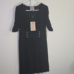Nue by Shani Black Sheath Dress with Puff Sleeves Ladies‎ Sz 10